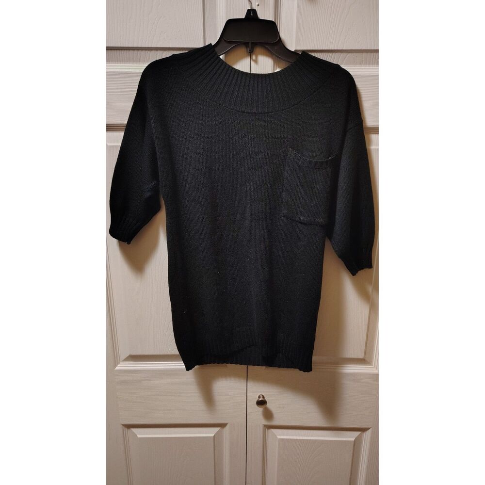 VTG GAS The Great American Sweater Co. Black Knit Pocket Top Large‎